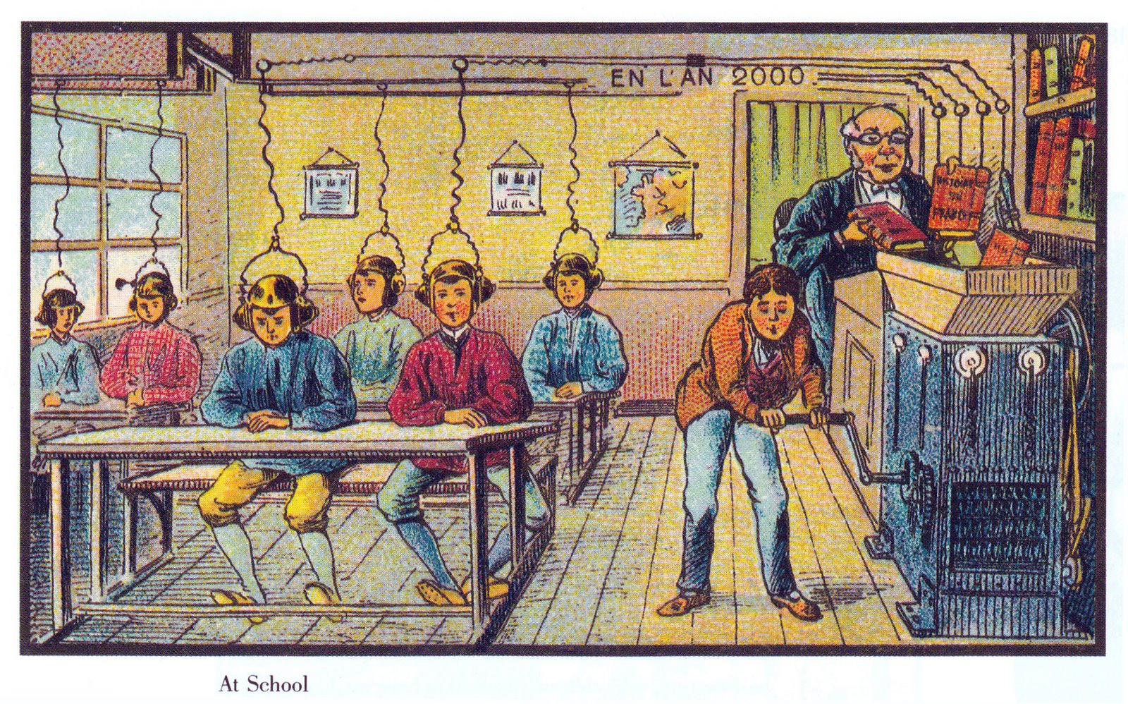 Retro-future illustration of schools in the 21st Century