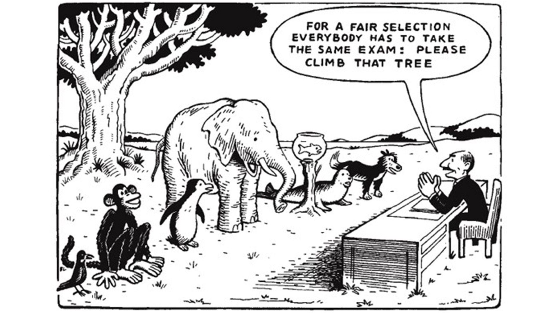 Cartoon describing undifferentiated testing